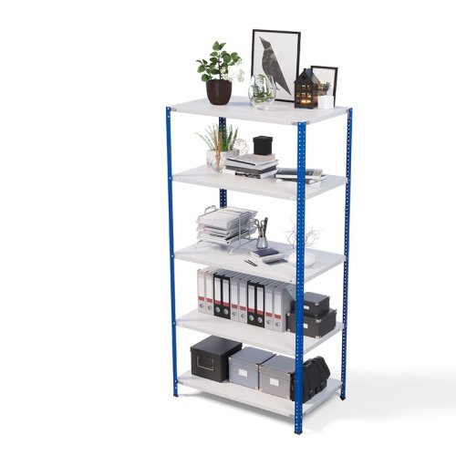 Стеллаж металлический ТС Лайт, синие стойки, 2000x1000x500 мм. Полки: 5 шт. металл (ТС 200100505с)
