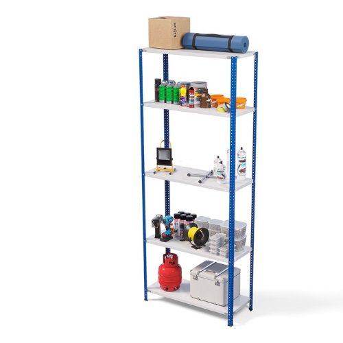 Стеллаж металлический ТС Лайт, синие стойки, 2500x1000x300 мм. Полки: 5 шт. металл (ТС 220100305с)