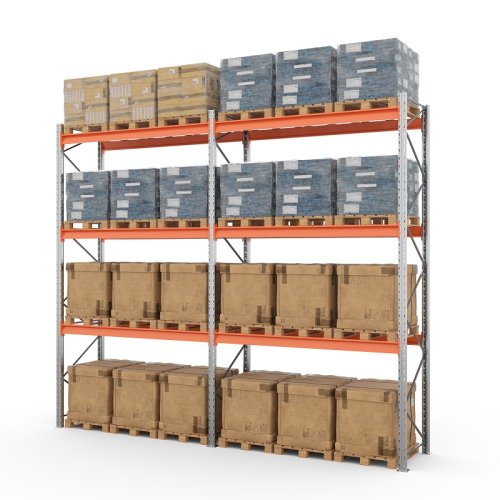 Две секции стеллажа металлического паллетного 5000х2700х1100 мм (100.1.5). Ярусы: пол+3