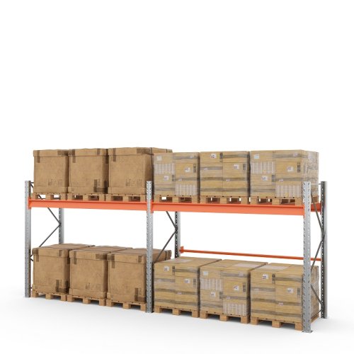 Два паллетных стеллажа в линию 2000х2700х1100 мм (100.1.5). Ярусы: пол+1