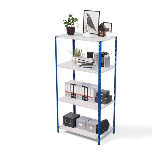 Стеллаж металлический ТС Лайт, синие стойки, 2200x1000x600 мм. Полки: 4 шт. металл (ТС 220100604с)