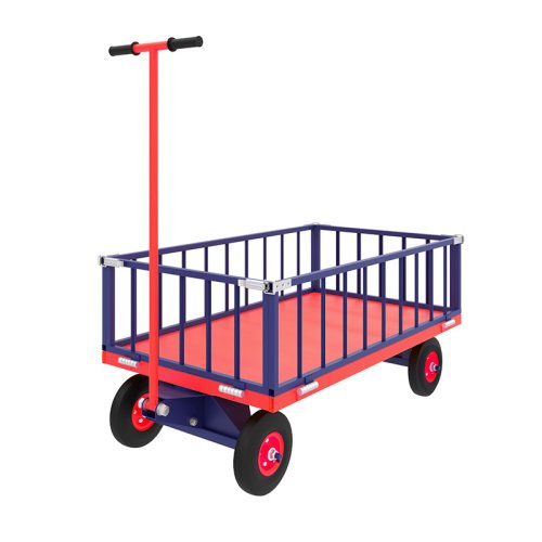 Тележка с поворотной осью ТПОБ 7 Т (г/п 450 кг, 1400x800 мм, колеса пневматические 250 мм)