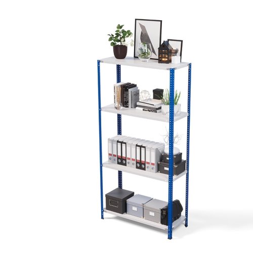 Стеллаж металлический ТС Лайт, синие стойки, 2000x1000x400 мм. Полки: 4 шт. металл (ТС 200100404с)