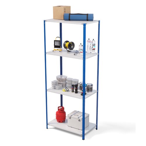 Стеллаж металлический ТС Лайт, синие стойки, 2500x1000x500 мм. Полки: 4 шт. металл (ТС 220100504с)