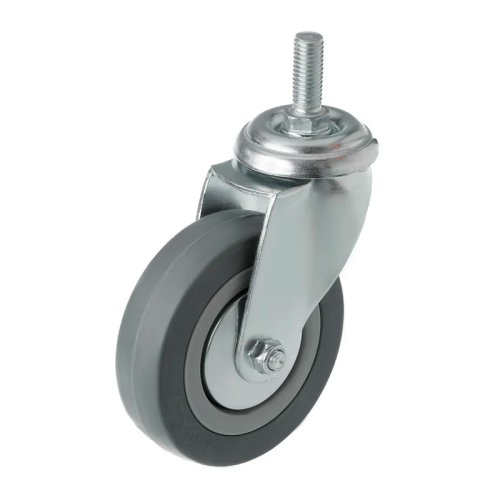 Колесо поворотное, болтовое крепление,  ⌀100 мм - серая резина, полипропилен