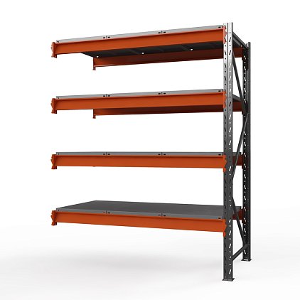 Секция приставная стеллажа металлического Оптима, 2500x1530x785 мм. Ярусы: 4 шт. метал.