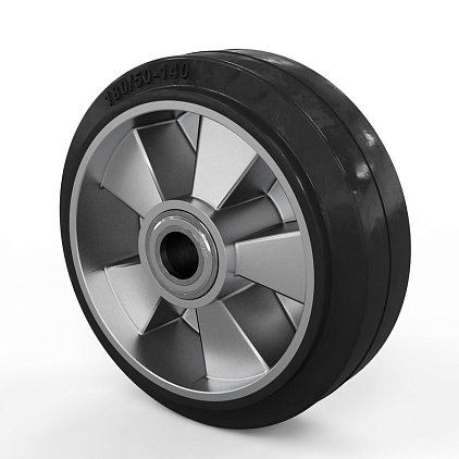 Колесо 180х50 алюминий / резина с подшипниками